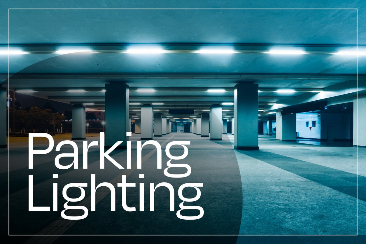 Well-lit covered parking lot illuminated by bright LED fixtures, showcasing safe, uniform, and energy-efficient parking area lighting