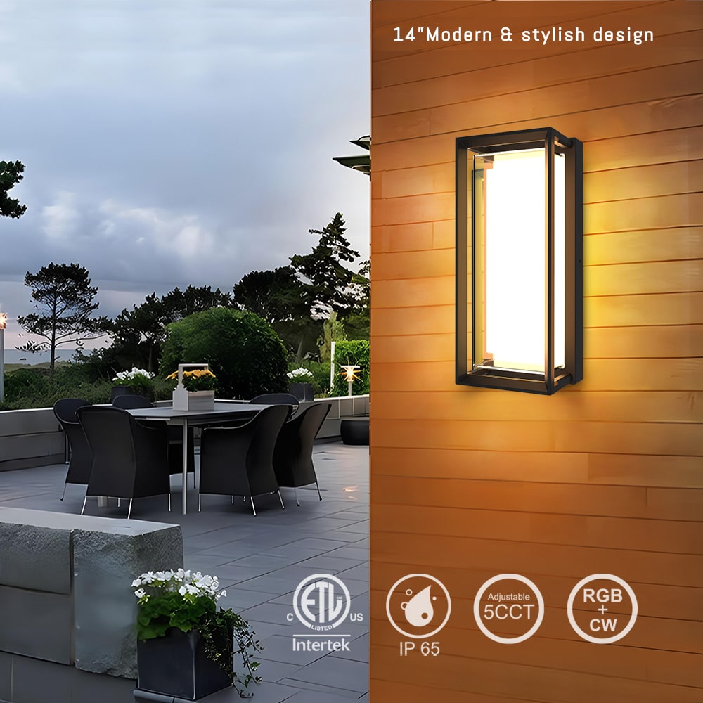 22W Smart RGBCW LED Outdoor Wall Light | 16M Colors, 2700K–6000K, WiFi + Bluetooth, IP65, ETL Listed