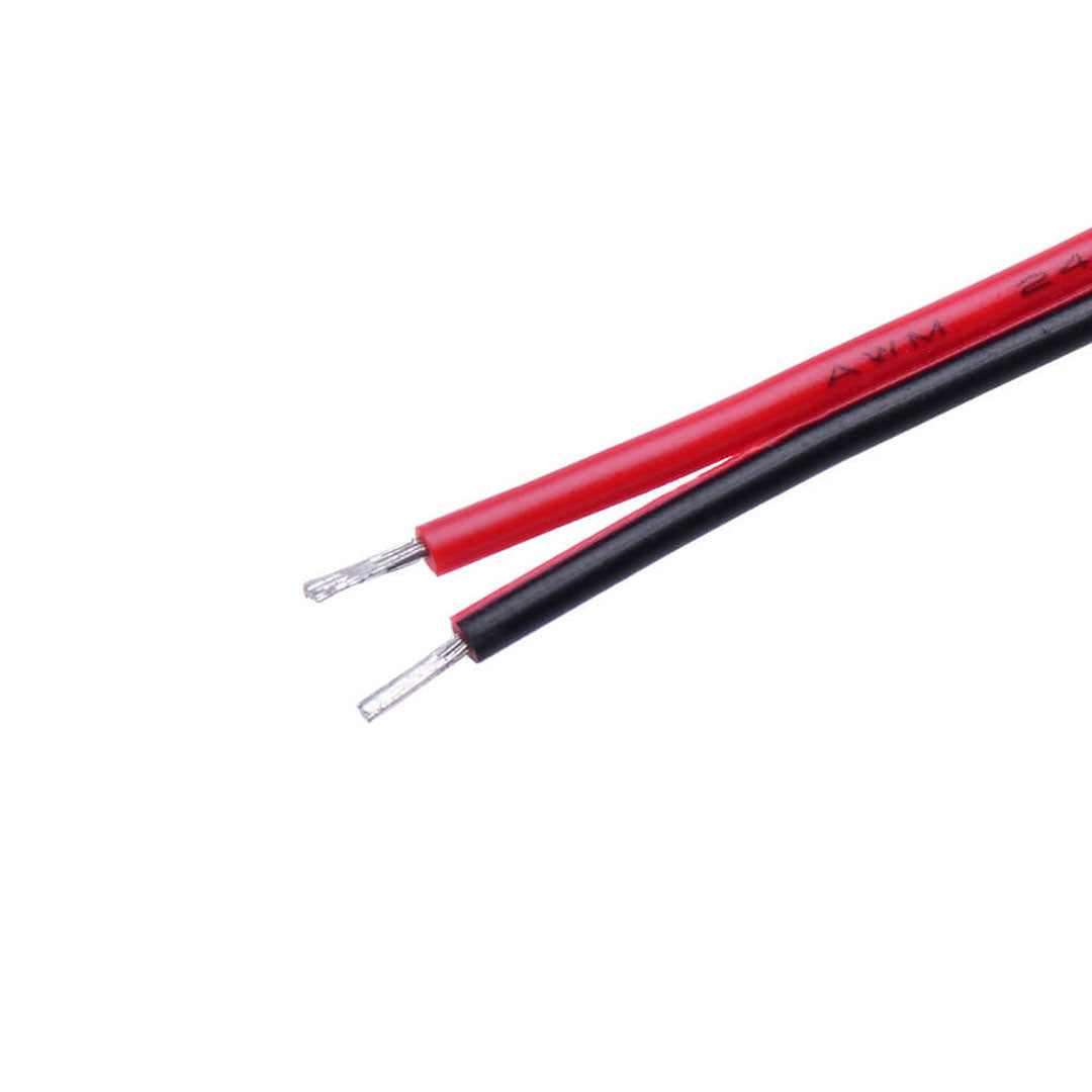 2 Pin Black-Red Flat Cable Wire – Tin-Plated Copper, PVC, 300V, 80°C