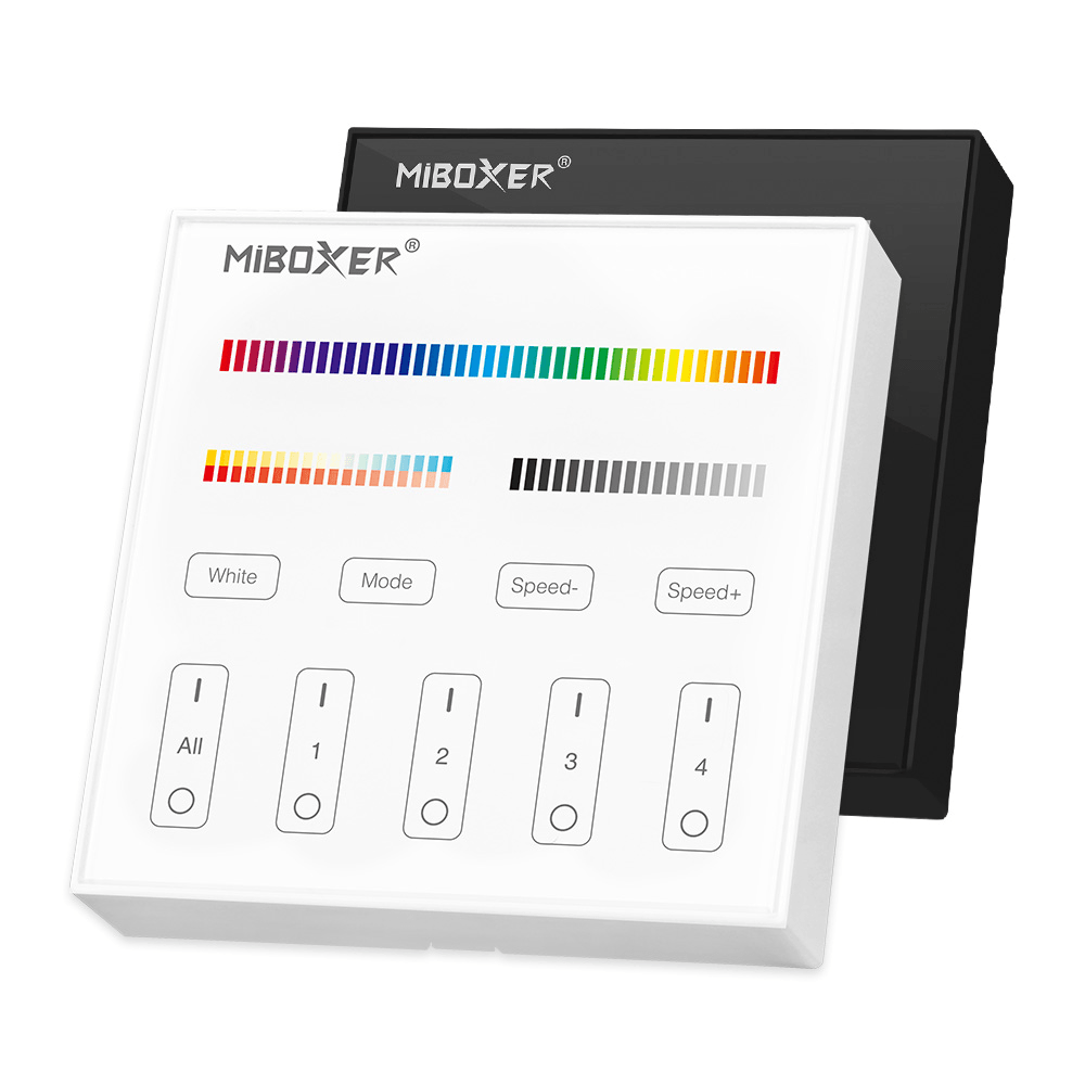 B4 4-Zone Panel Remote (RGB+CCT) - 2.4GHz Wireless - 30m Range | MiBoxer/Mi-Light Compatible