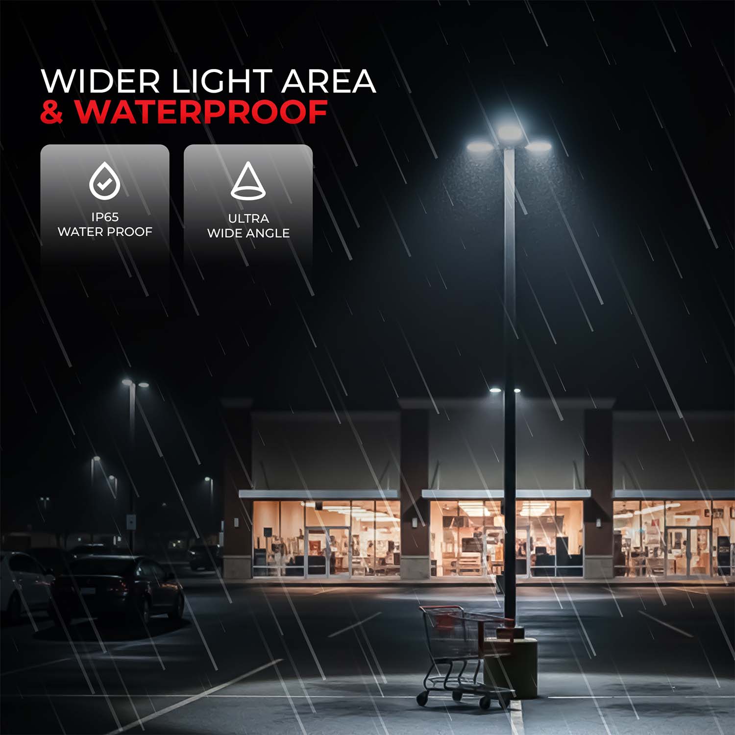LED Shoebox Area Light | Selectable 100W/120W/150W | 3000K/4000K/5700K CCT | Built-In Photocell | IP65 | cULus DLC