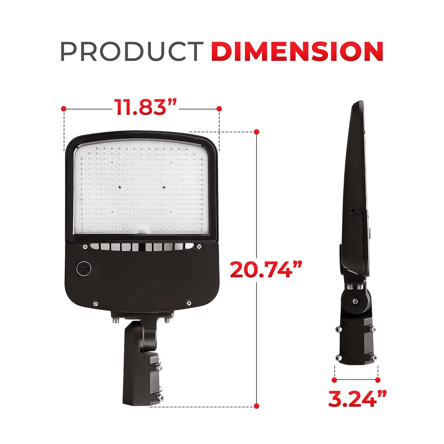 LED Shoebox Area Light | Selectable 100W/120W/150W | 3000K/4000K/5700K CCT | Built-In Photocell | IP65 | cULus DLC