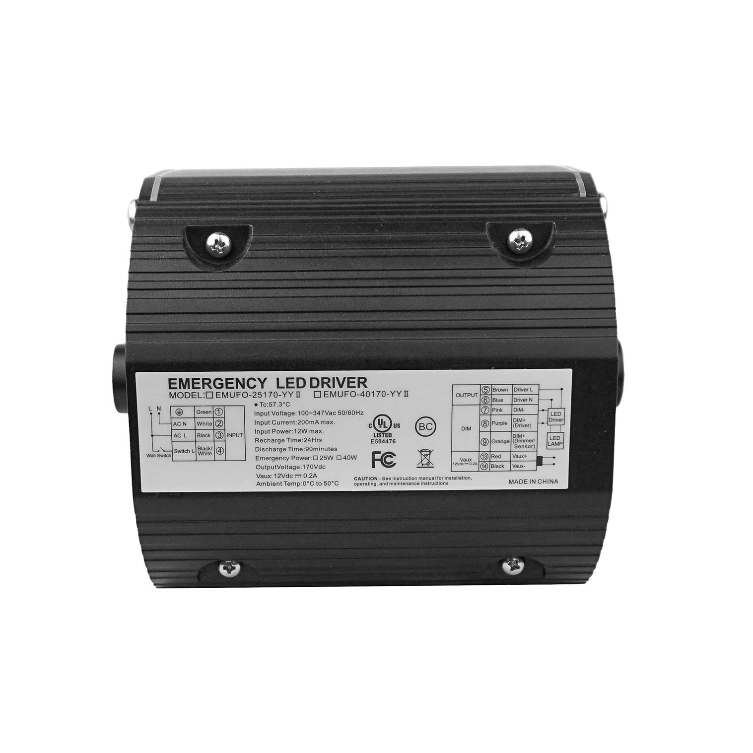 40W Emergency Battery Backup for UFO High Bay Lights — 100-347VAC, 90-Min Runtime, IP65, UL 924 Listed - LSUFO-40170-YYII