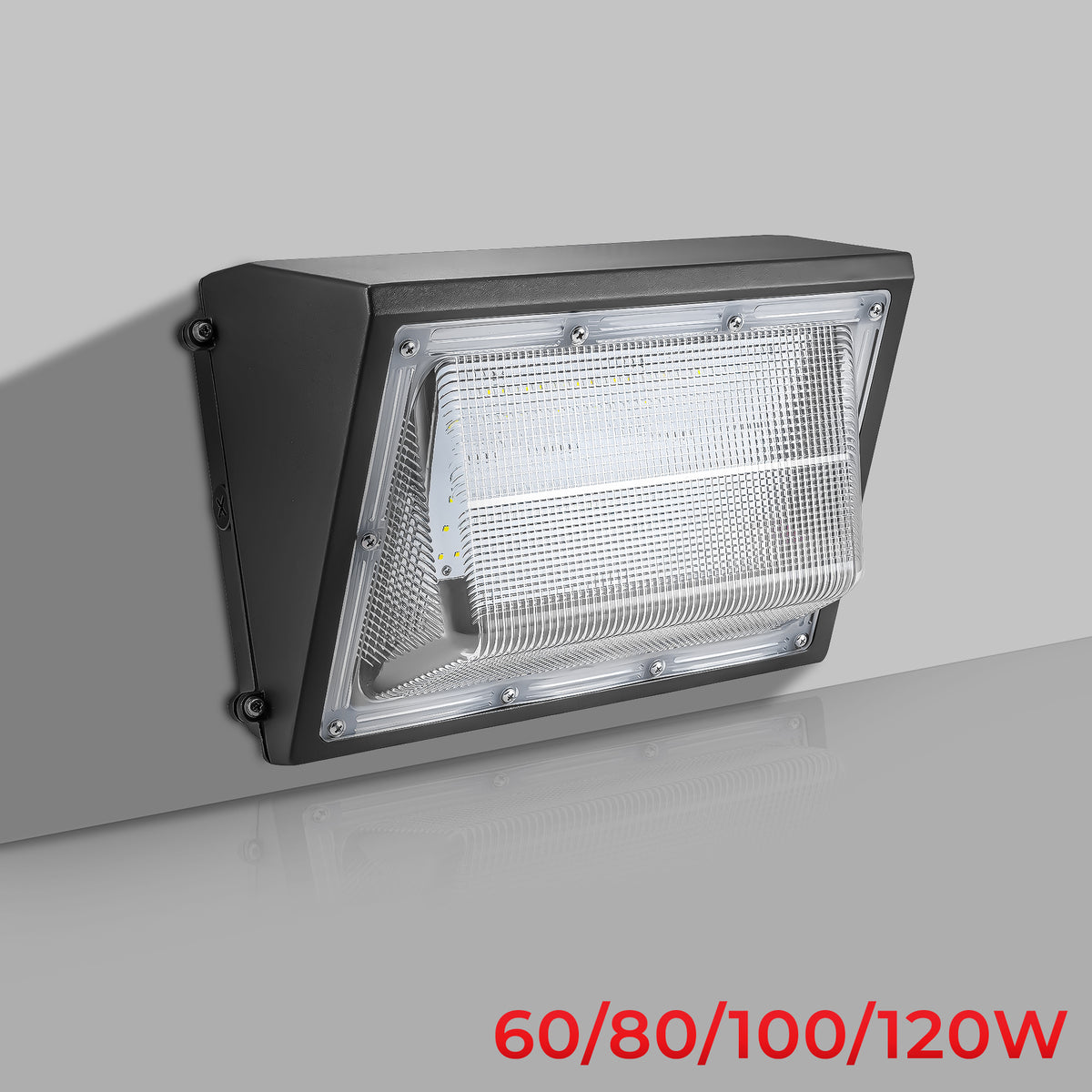 60/80/100/120W LED Wall Pack — Wattage & 3CCT Tunable, Built-In Photocell, 130 lm/W, DLC Premium, ETL Listed | WP60/80/100/120W-XXK