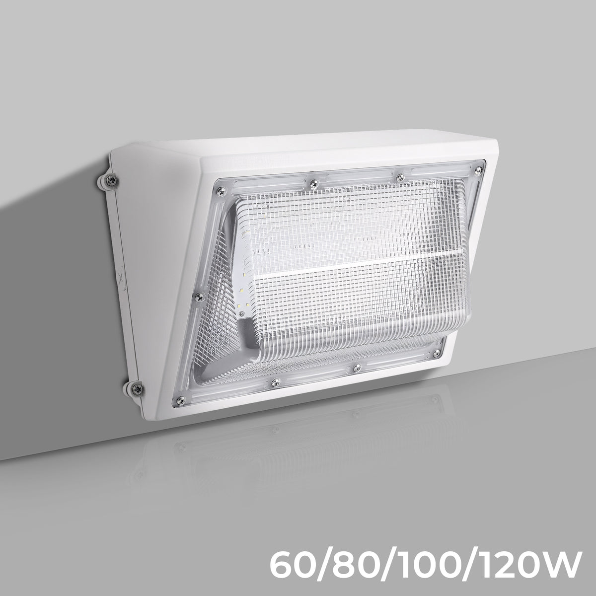 Selectable Wattage LED Wall Pack – 60/80/100/120W, 3CCT 3000K/4000K/5000K, White, Photocell