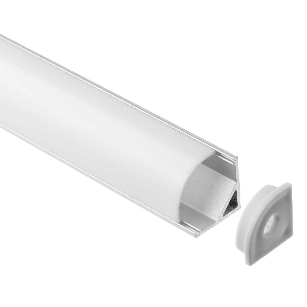 STL-1002 V-Shape Corner Mount Aluminum LED Channel | 10mm | 39" (1m) | 5-Pack | Frosted Diffuser
