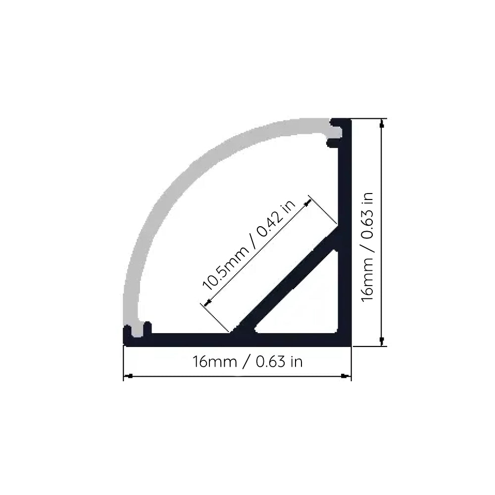 STL-1002 V-Shape Corner Mount Aluminum LED Channel | 10mm | 39" (1m) | 5-Pack | Frosted Diffuser