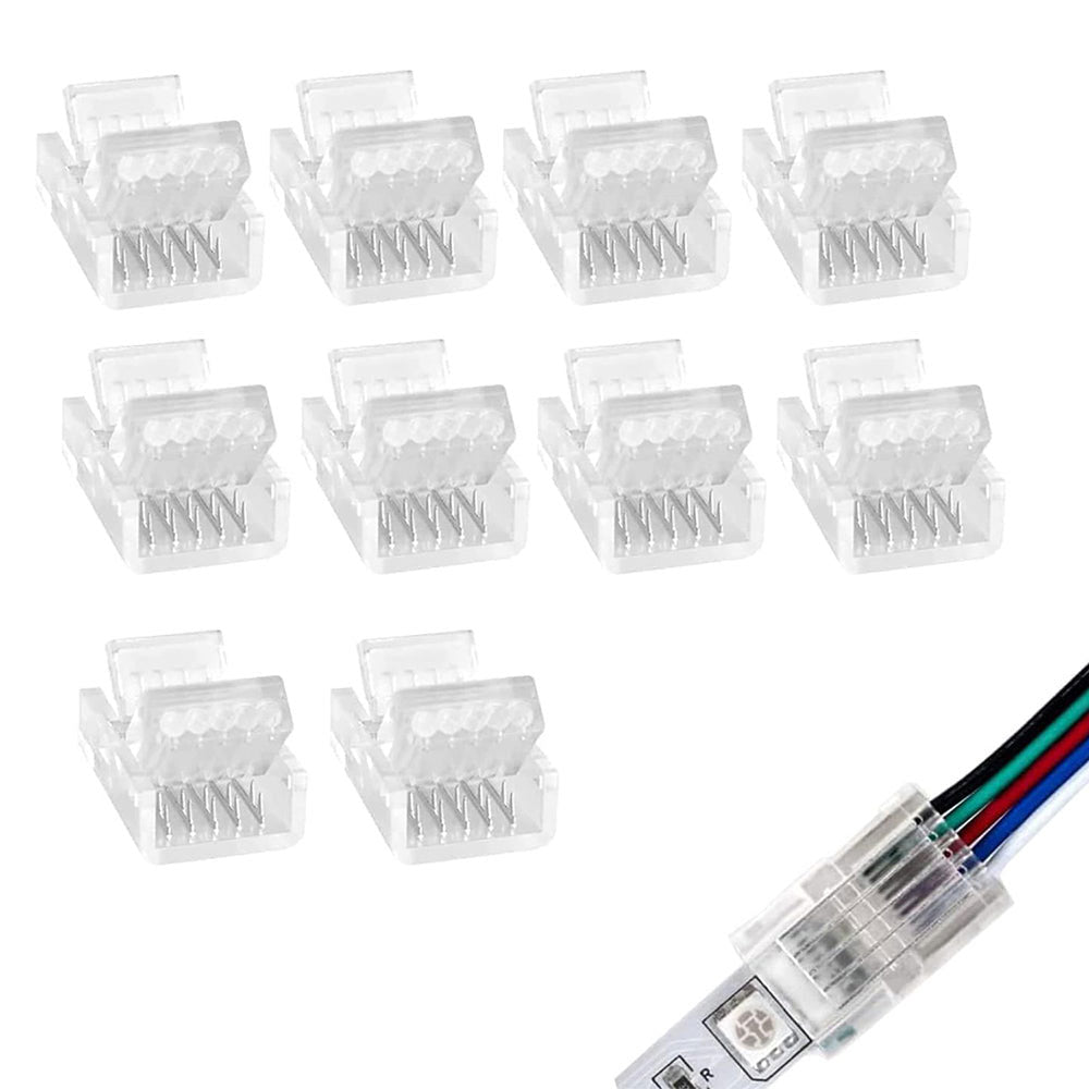 Solderless Clamp-On Connector for SMD RGBW LED Strips - 12mm - IP20/IP65 - Clear Crystal Housing