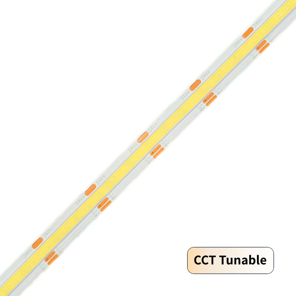 DotFree COB CCT Tunable 16FT 24V LED Strip Light - 2700K to 6000K - IP20 - UL Listed