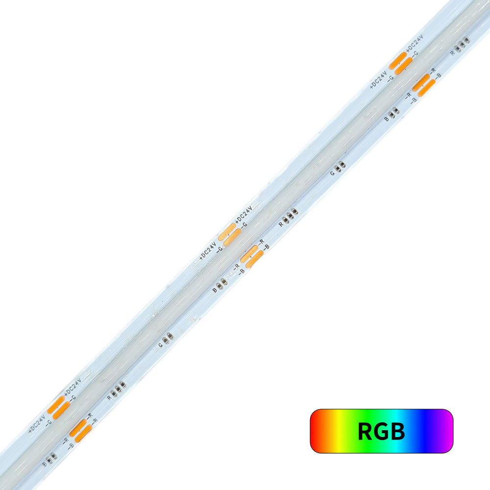 RGB Color Changing 24V DotFree COB LED Strip Light - IP20 - UL Listed