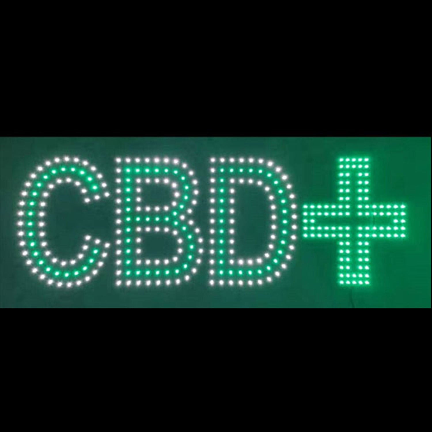LED CBD Plus Sign - 10"x30" - Cool White/Green