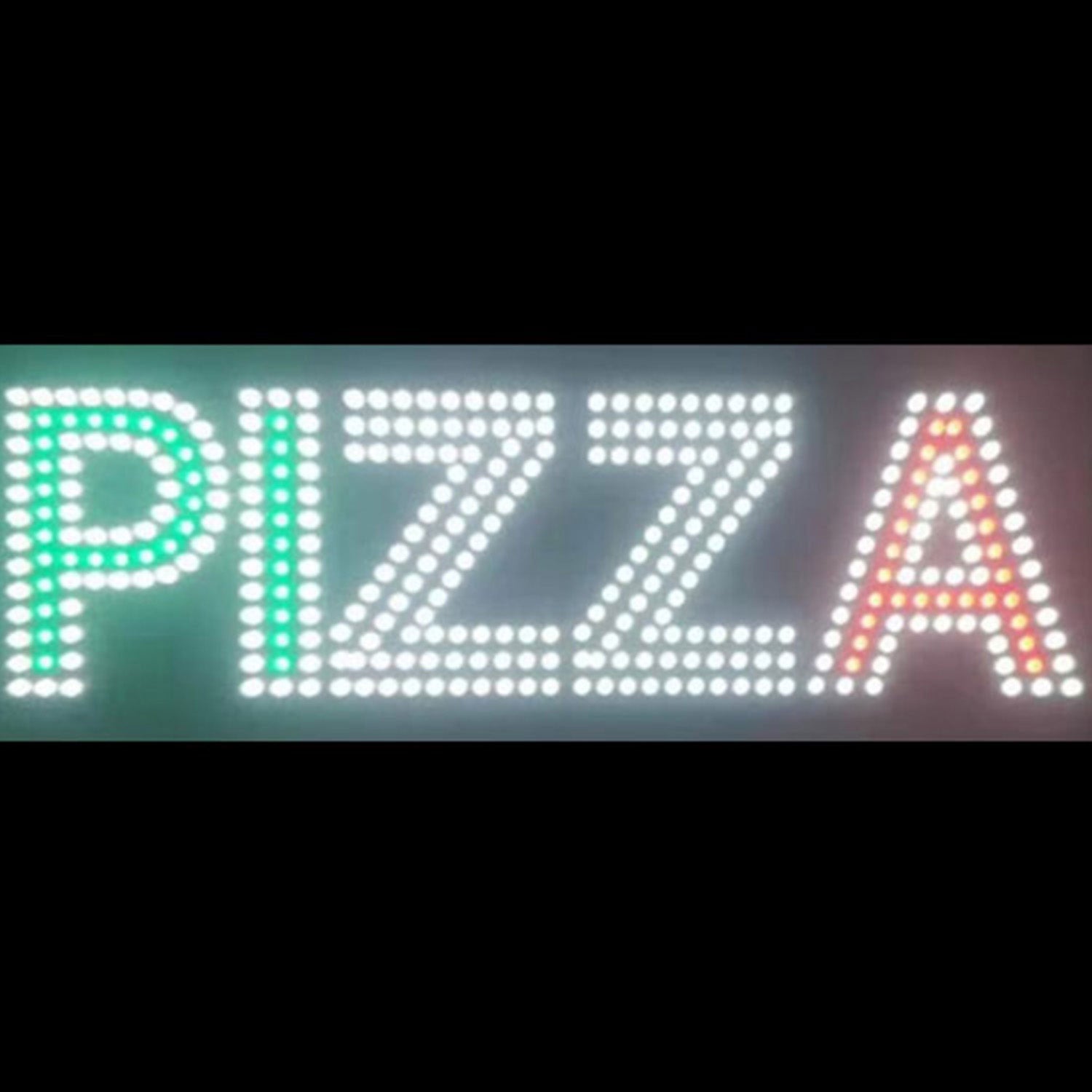 LED Pizza Sign - 9"x32" - Cool White/Green/Red