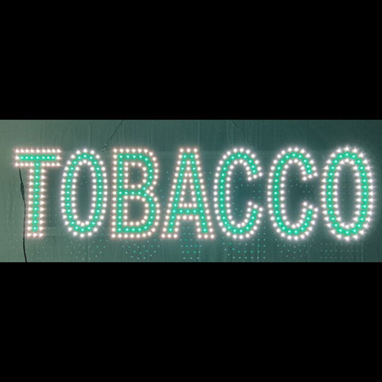 LED Tobacco Sign - 12"x48" - Cool White/Green Inline