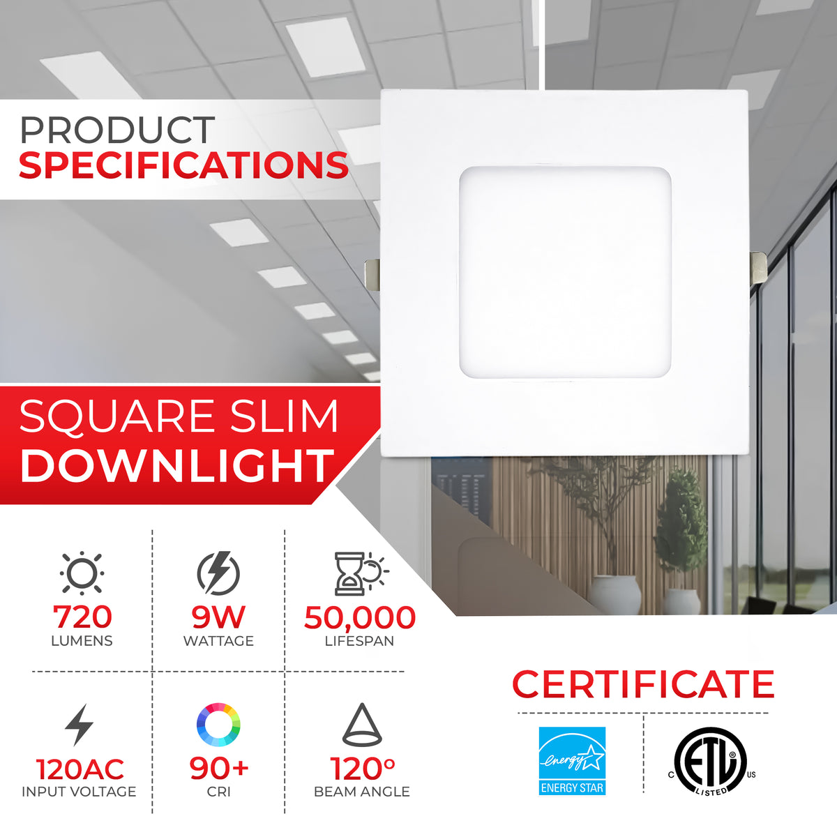 4 Inch 9W Square Panel Downlight 5CCT Selectable | FD4-S3-9W-5CCT