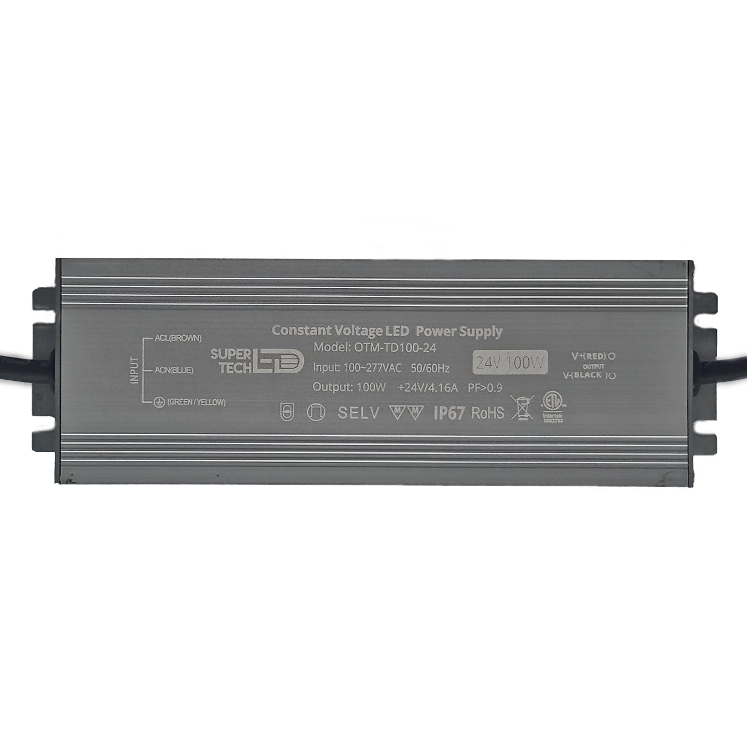 100W Waterproof LED Outdoor Power Supply | 12V/24V Ultra-Thin, IP67, Flicker-Free, 100-277VAC, ETL Certified