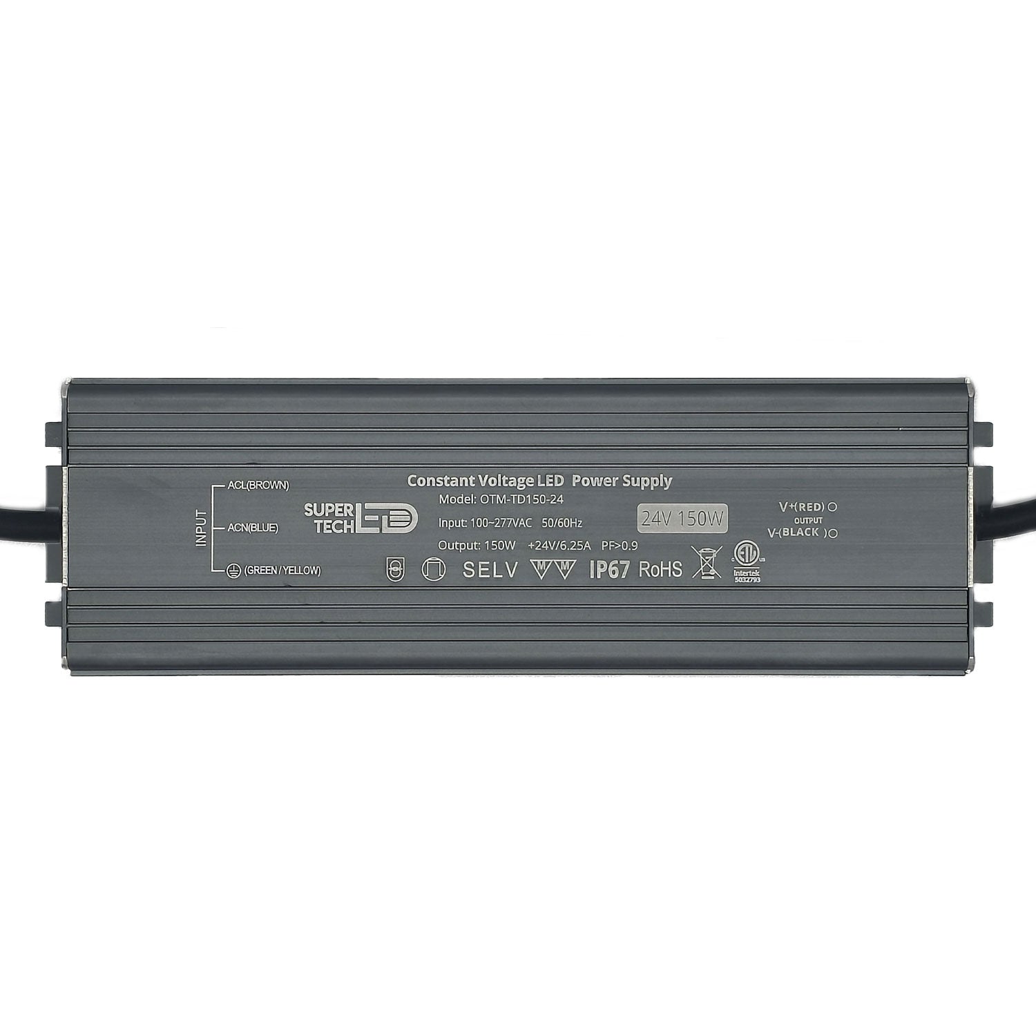 150W Waterproof LED Driver | 12V/24V, Ultra-Thin, IP67, Flicker-Free, 100-277VAC, ETL Certified.
