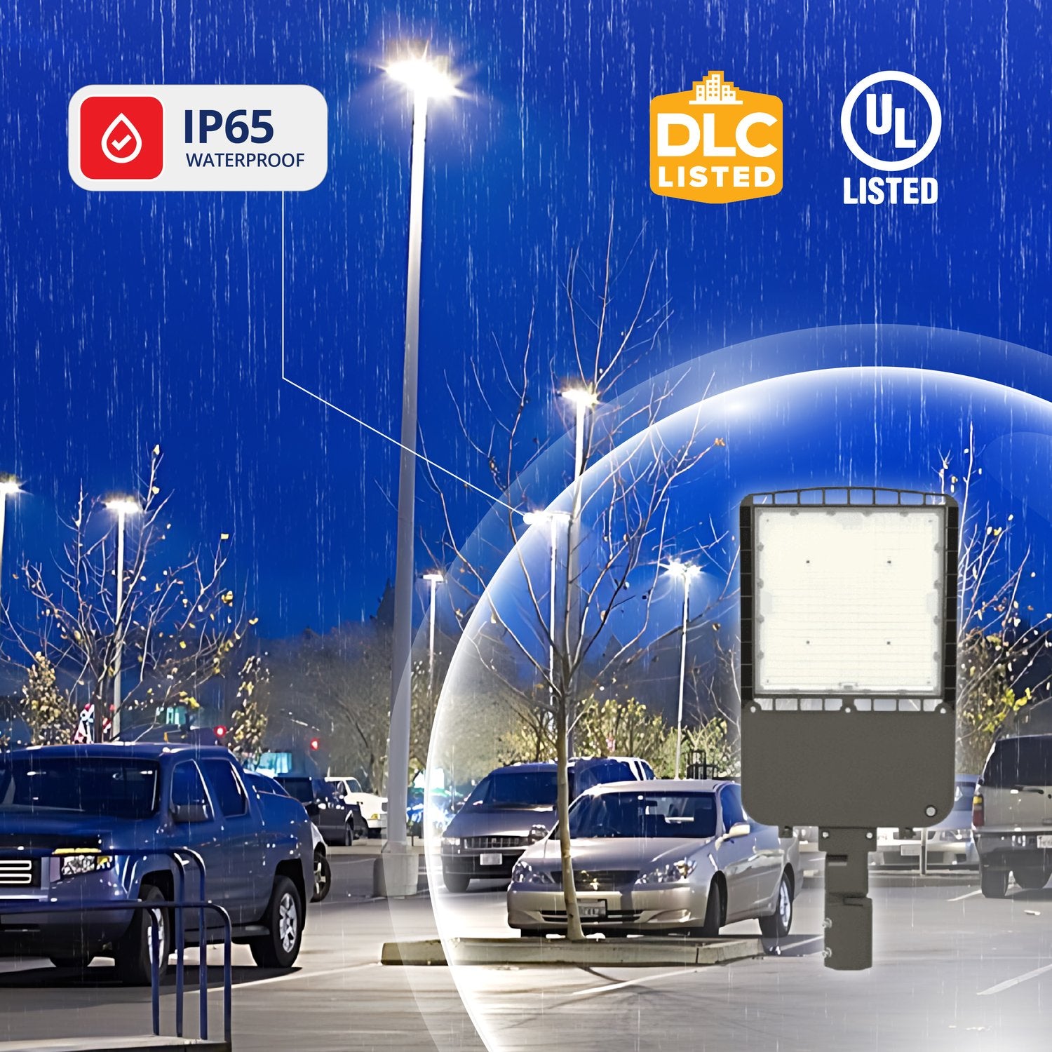 Adjustable LED Parking Lot Light 200/240/300W, 3CCT 39000 Lumens Security Area Light - 480V Available - UL DLC Listed - SZ-PK300W