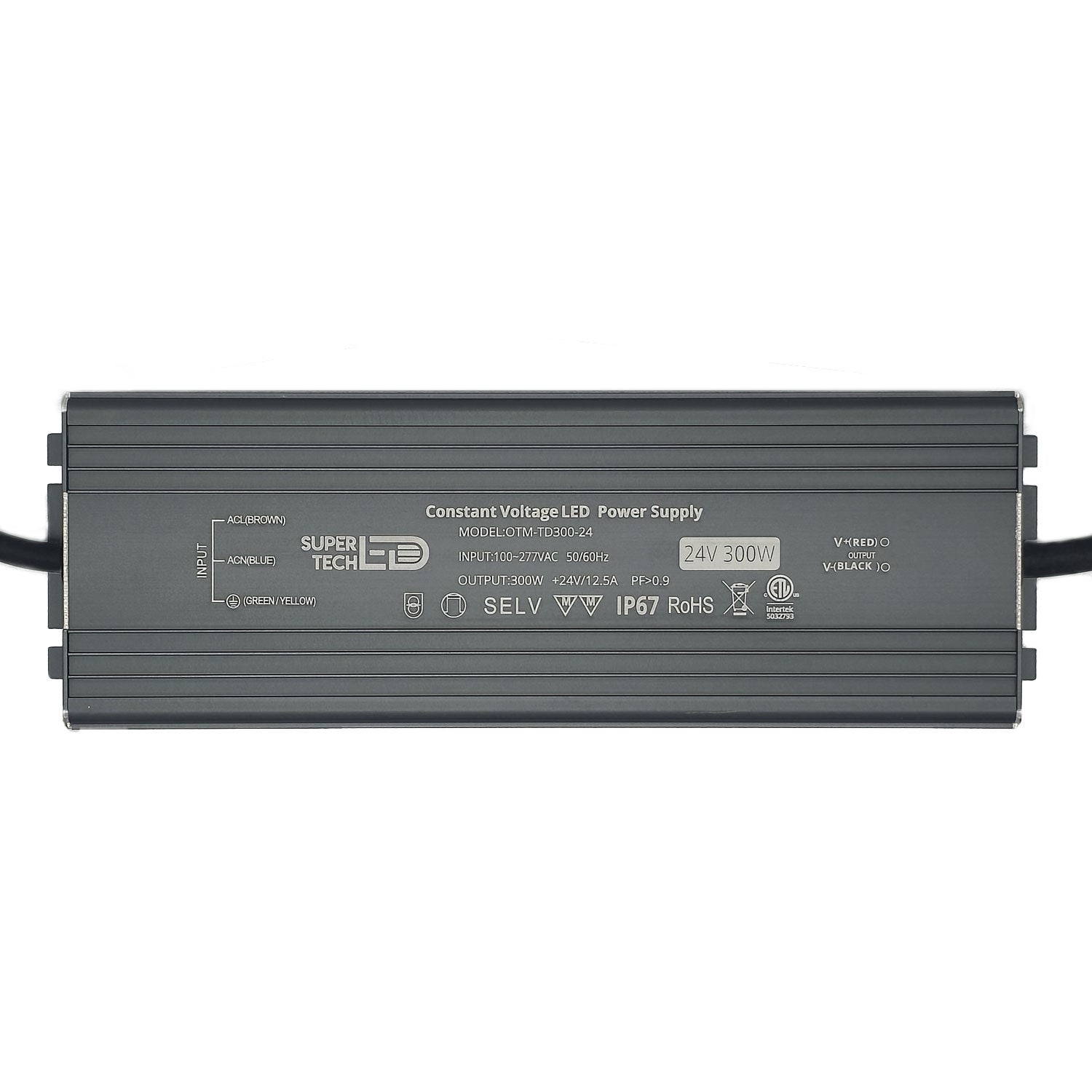 300W LED Driver | 12V/24V, Ultra-Thin, Waterproof IP67, Flicker-Free, 100-277V Input ETL Certified