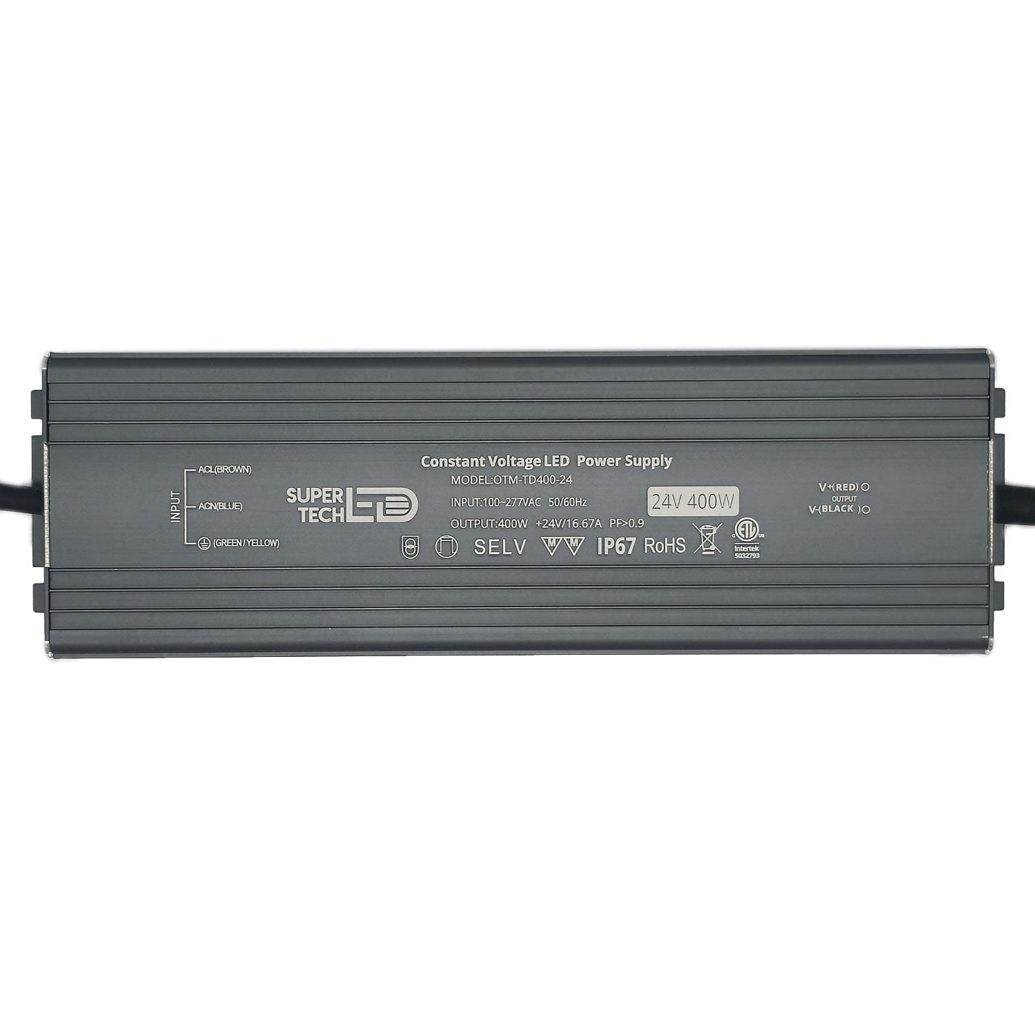 400W Waterproof LED Driver | 12V/24V, Ultra-Thin, IP67, Flicker-Free, 100-277VAC, ETL Certified.