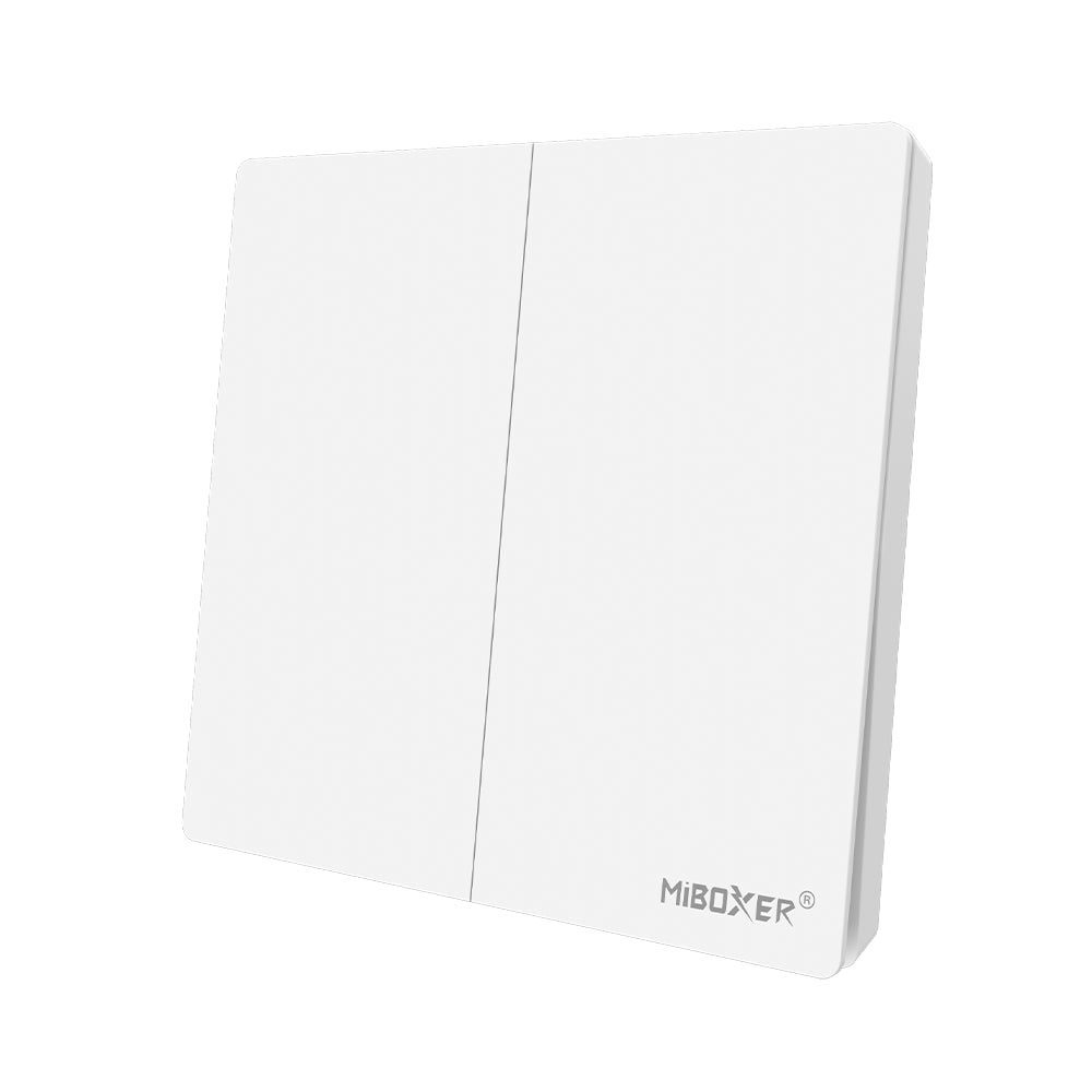 MiBoxer PUSH3-2 2-Gang Wireless Dimming Panel | 2.4GHz | 2-Zone Independent Control | No Wiring Required