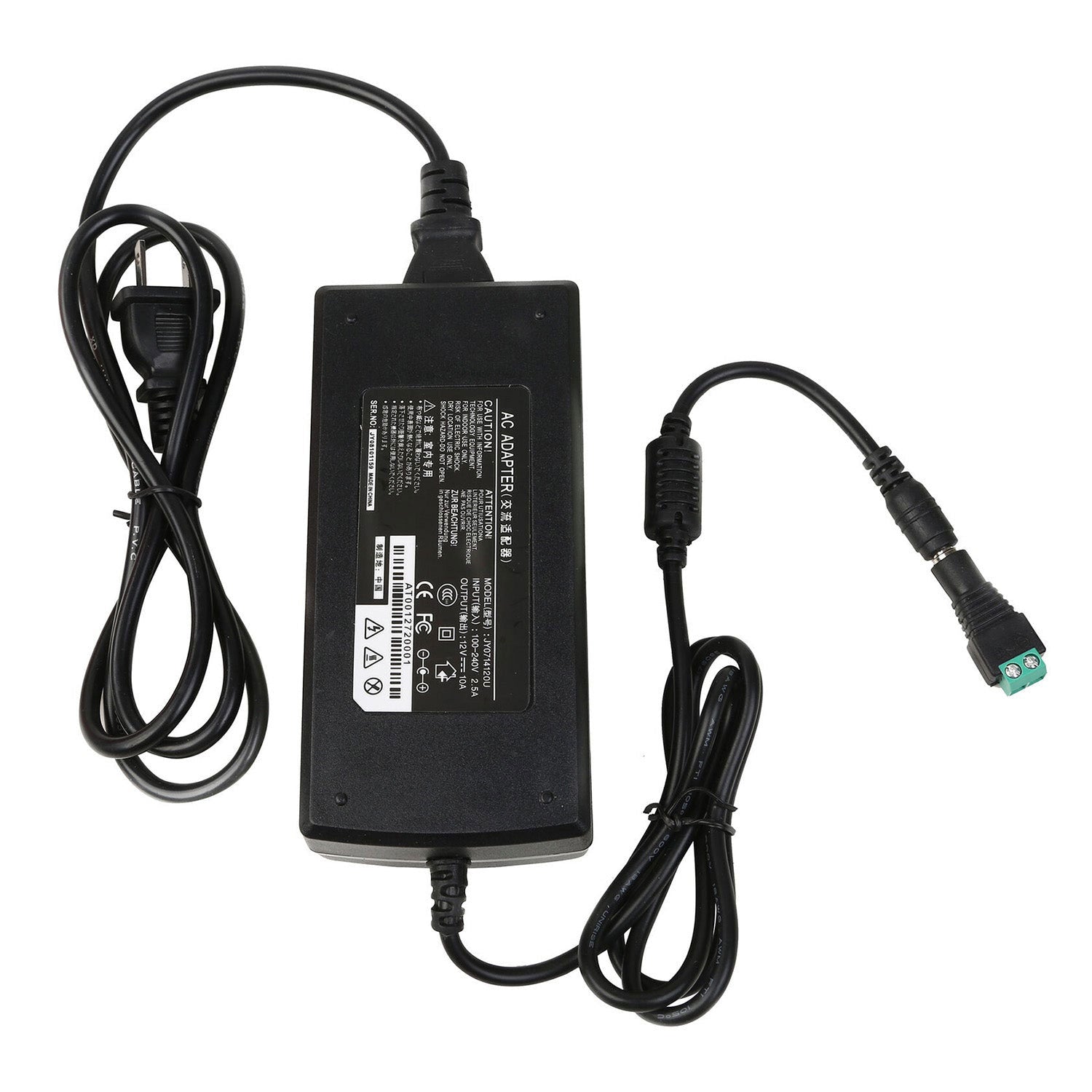 10 Amps Indoor Power Supply - 120W 12V - Power Cord Included