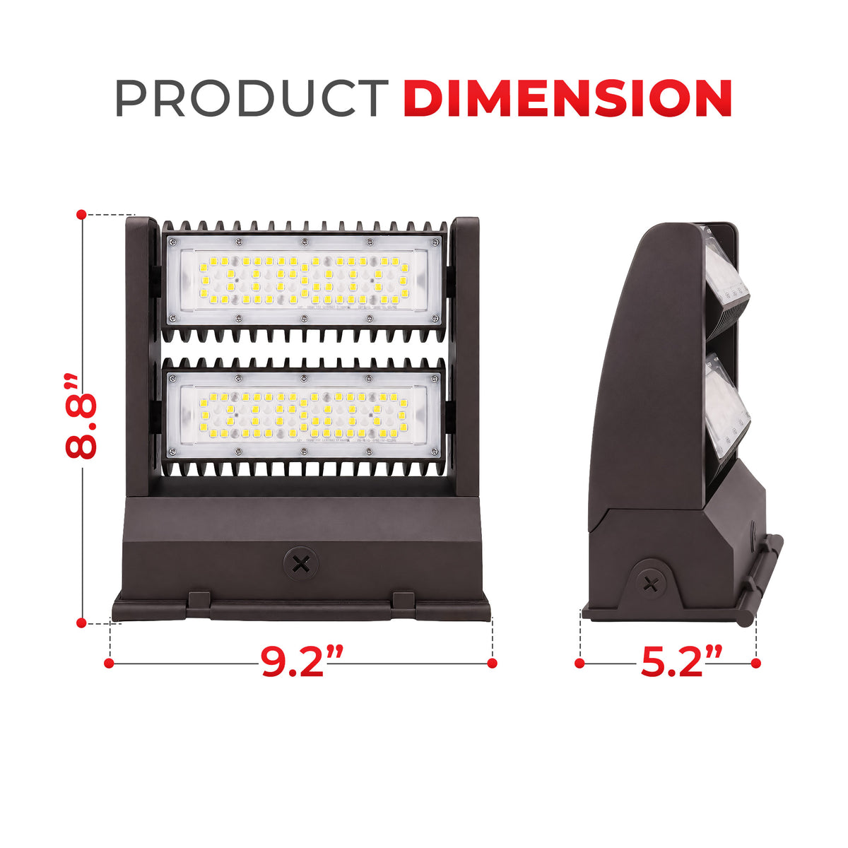 120W Rotatable LED Wall Pack Light Brown Housing 120-277VAC CCT 5000K | WPB-120W-120V-50K-V2