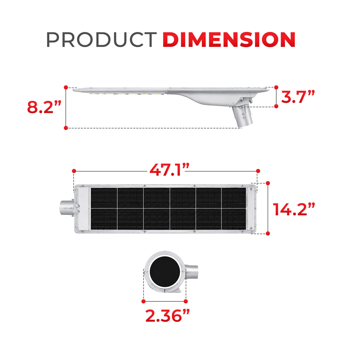 100W Solar LED Street Light | 9000lm | 3-Mode Smart Control | Motion Sensor | IP66 | LiFePO4 Battery – LS-SLS100W