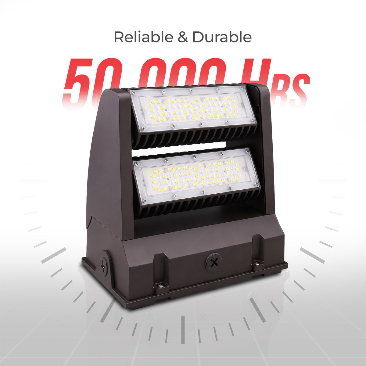 80W LED Rotatable Wall Pack Light Brown Housing AC 120-277V CCT 5000K | WPB-80W-120V-50K-V2