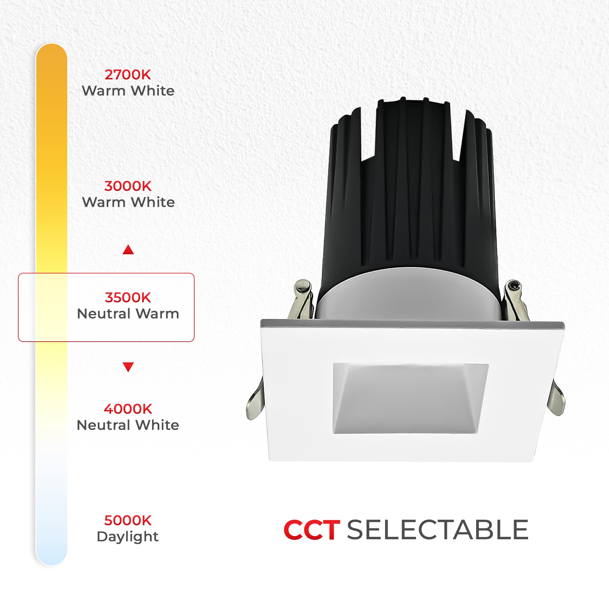 3" Architectural LED Recessed Downlight – COB, Selectable CCT, Round/Square