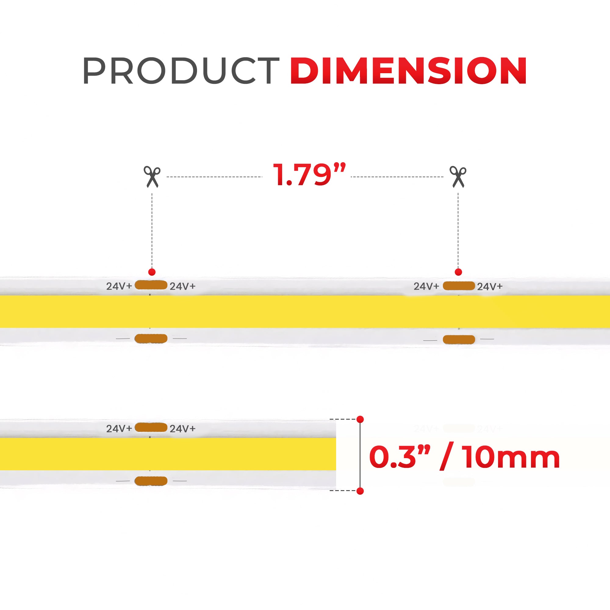 W-Series Static White DotFree COB LED Strip Light IP20 - UL Listed