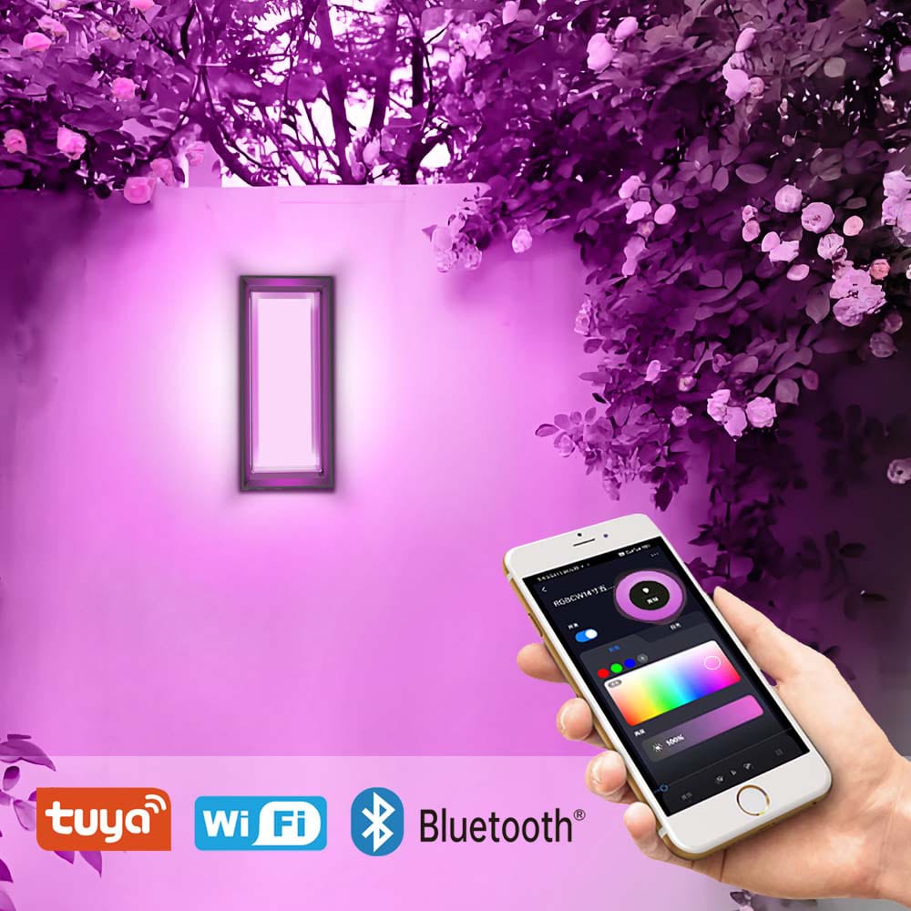 22W Smart RGBCW LED Outdoor Wall Light | 16M Colors, 2700K–6000K, WiFi + Bluetooth, IP65, ETL Listed