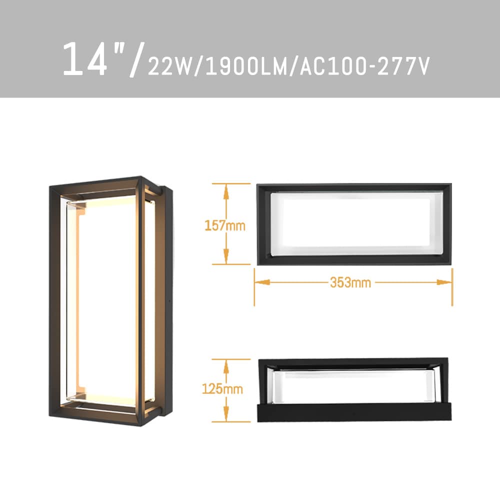 22W Smart RGBCW LED Outdoor Wall Light | 16M Colors, 2700K–6000K, WiFi + Bluetooth, IP65, ETL Listed
