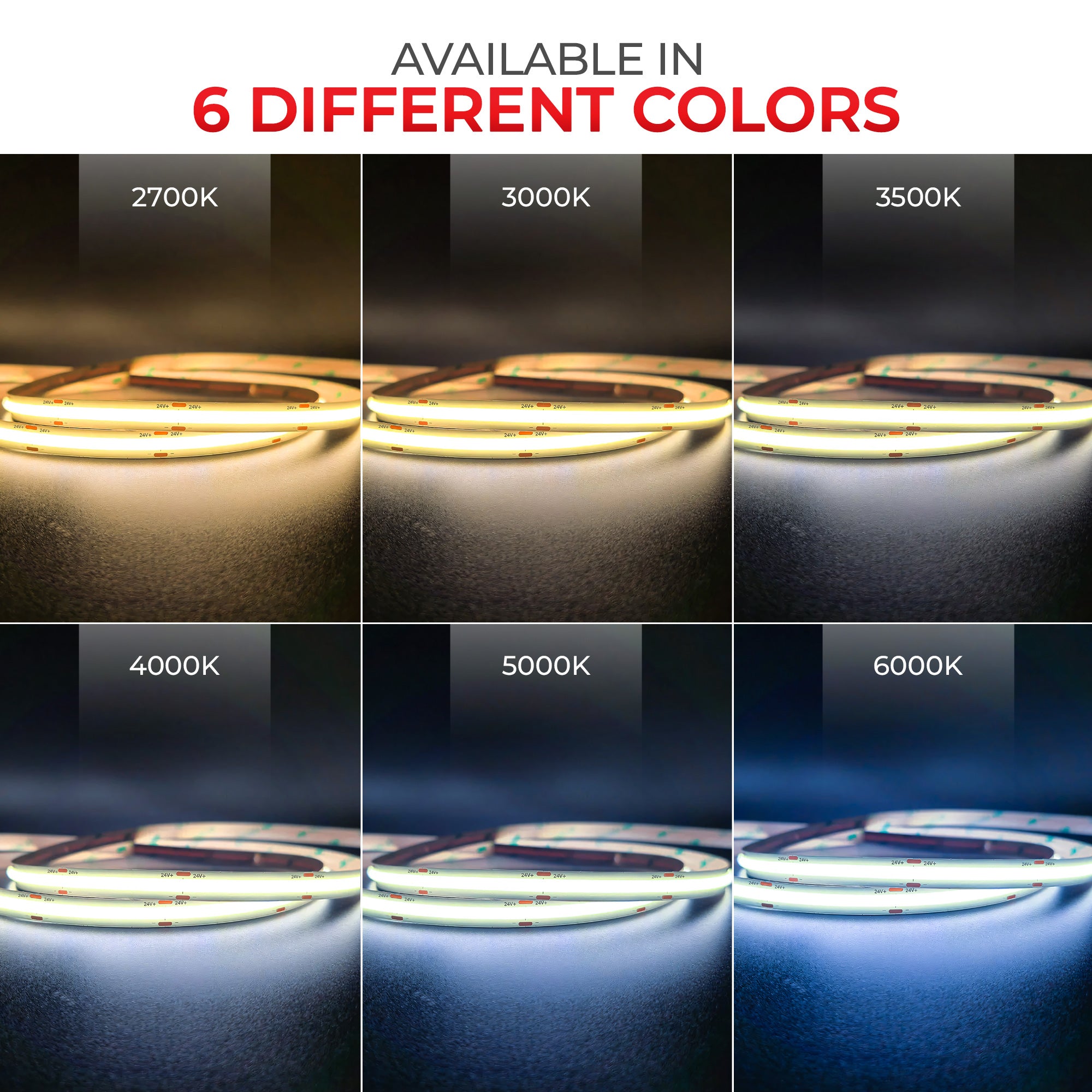 W-Series Static White DotFree COB LED Strip Light IP20 - UL Listed