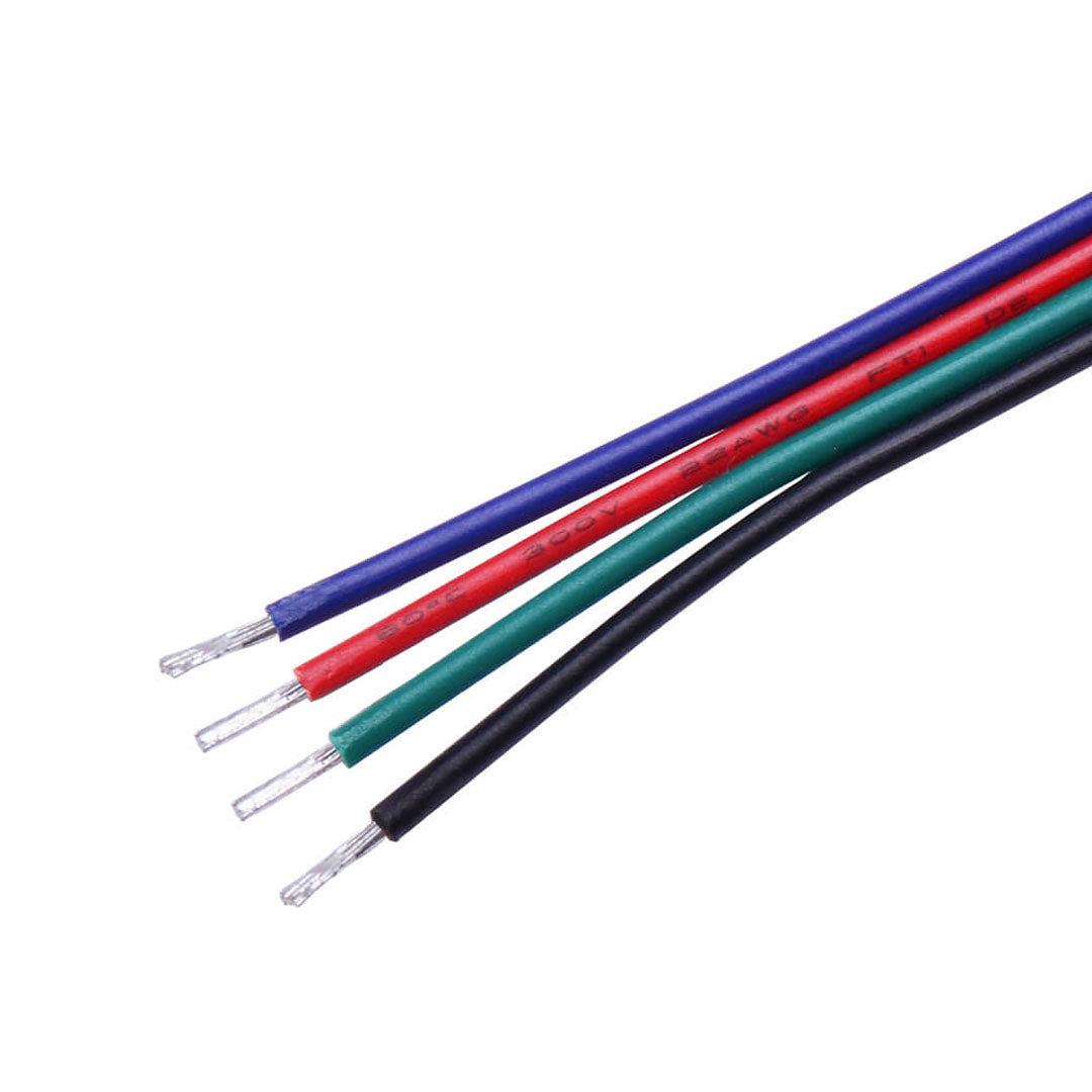 4 Pin Flat Wire Tin-Plated Copper cable with color-coded insulation for LED strip light connections and electrical applications