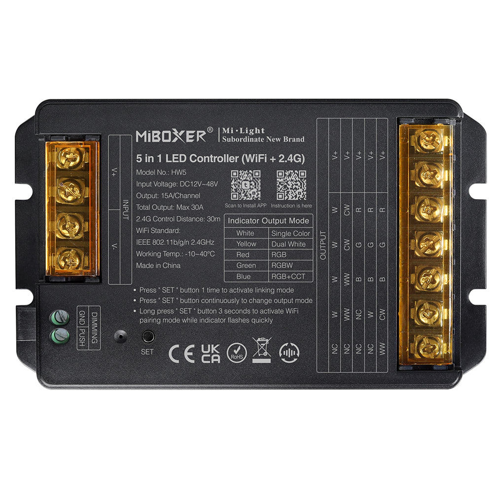 HW5 5 in 1 LED Controller (WiFi+2.4G) Output Max 30A