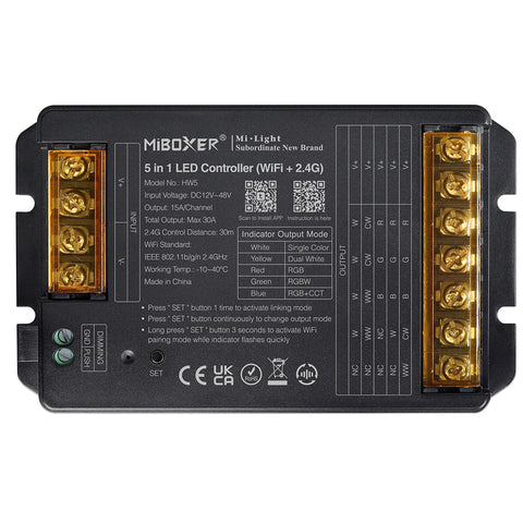 HW5 5 in 1 LED Controller (WiFi+2.4G) Output Max 30A