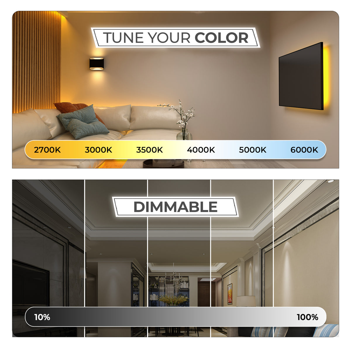 DotFree COB CCT Tunable 24V LED Strip Light - 2700K to 6500K - IP20 - UL Listed