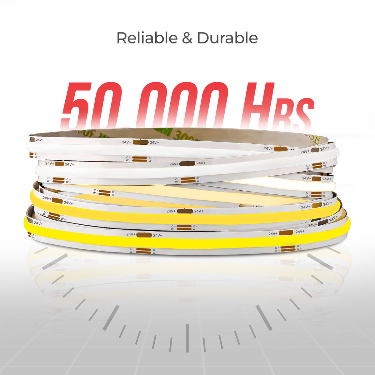 DotFree COB CCT Tunable 24V LED Strip Light - 2700K to 6500K - IP20 - UL Listed