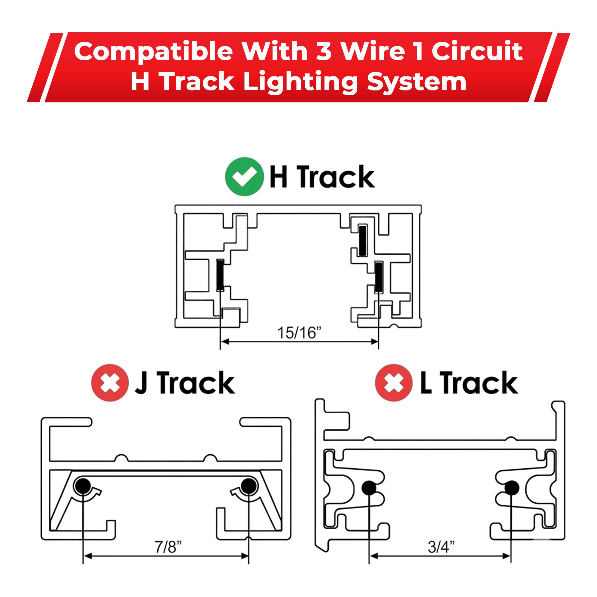 10W H-Type Track Lighting Heads – 3CCT – Triac Dimmable – 36° Beam Angle – ETL Listed