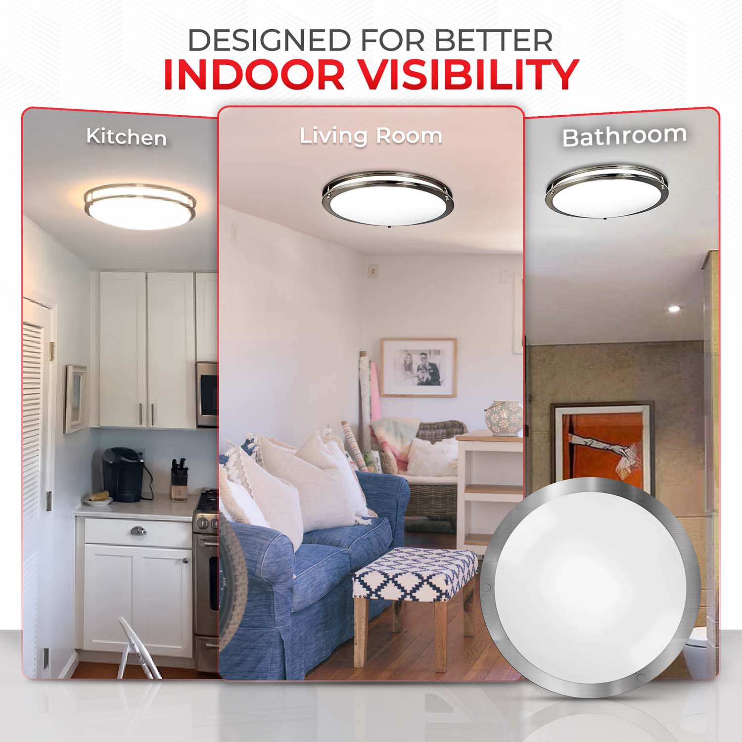 14" 20W Flush Mount Brushed Nickel Ceiling Light - 1400 lumens - 3CCT - ETL