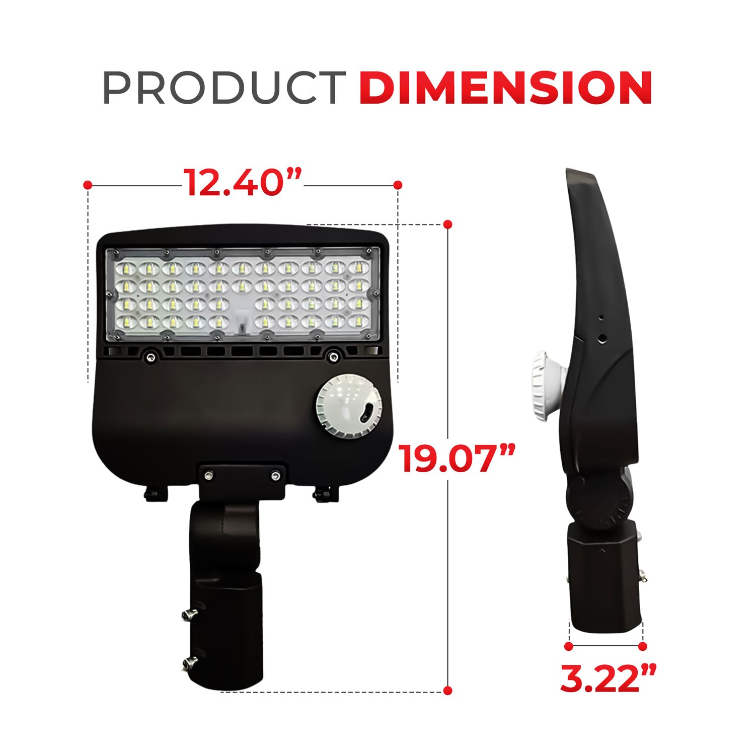 150W Shoebox Street Light with Motion Sensor, SOSEN Driver, Bronze Body, Slip Fitter Mount, 5000K, UL Listed - Sharkward BRI816