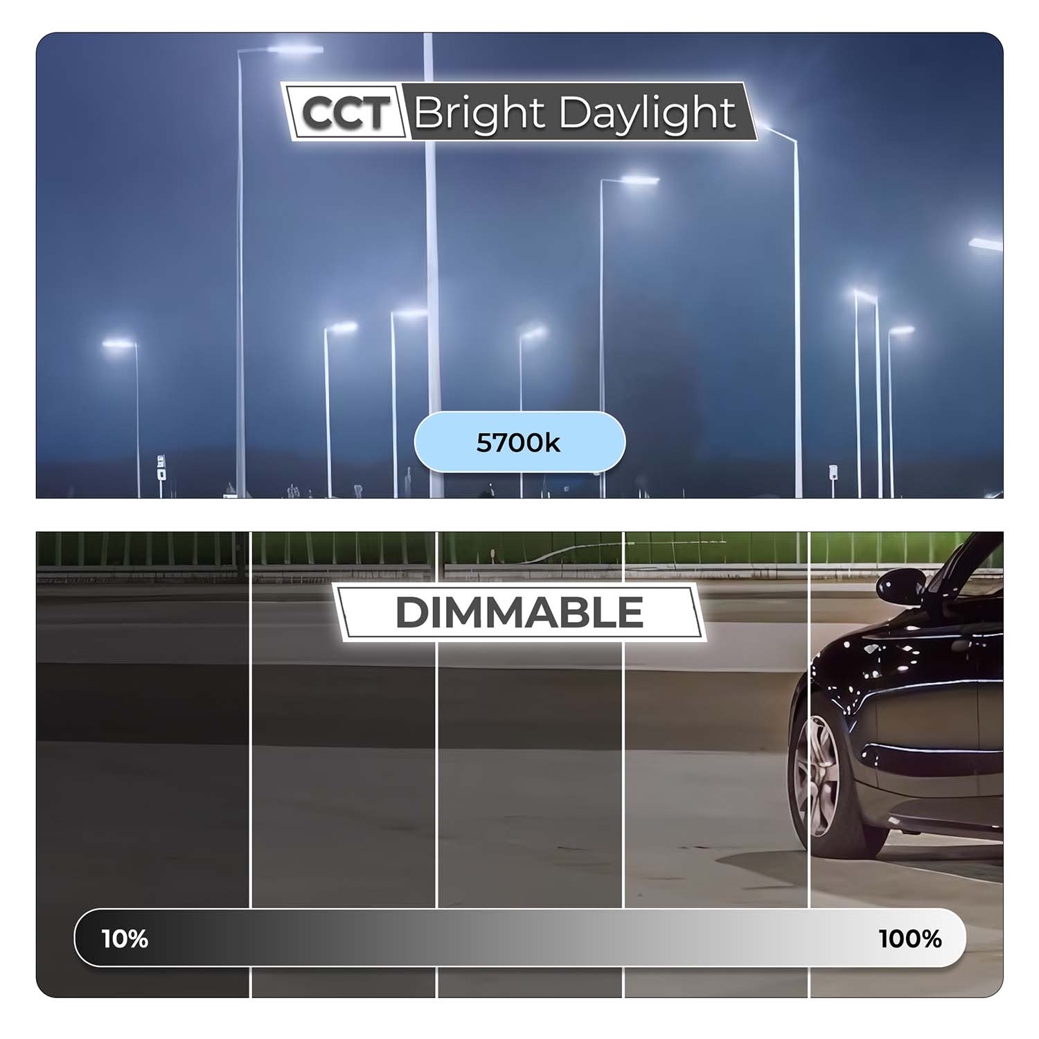 150W White Shoebox Area Light for Parking Lot Slip Fitter - 5700K UL DLC Listed