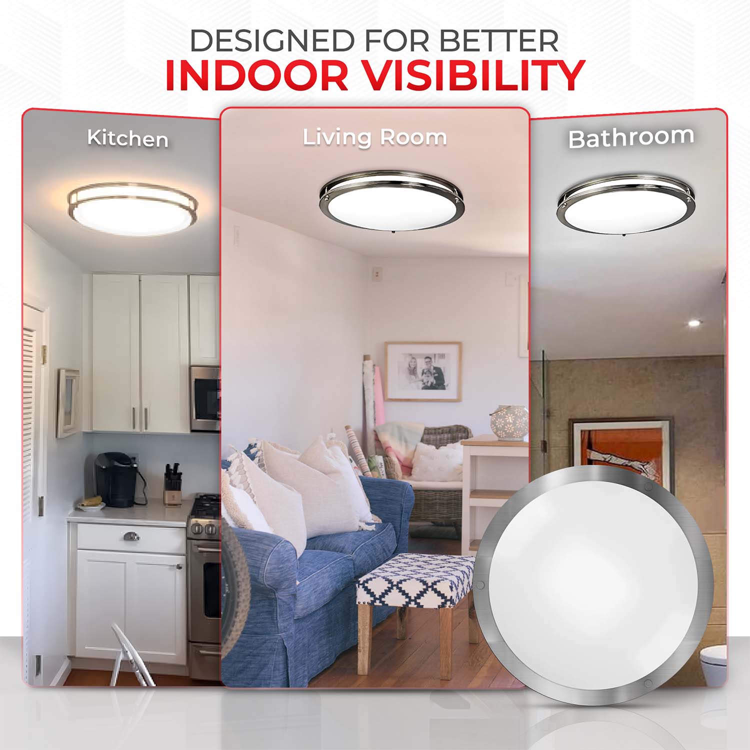 16" 25W Flush Mount Brushed Nickel Ceiling Light - 1750 lumens - 3CCT - ETL