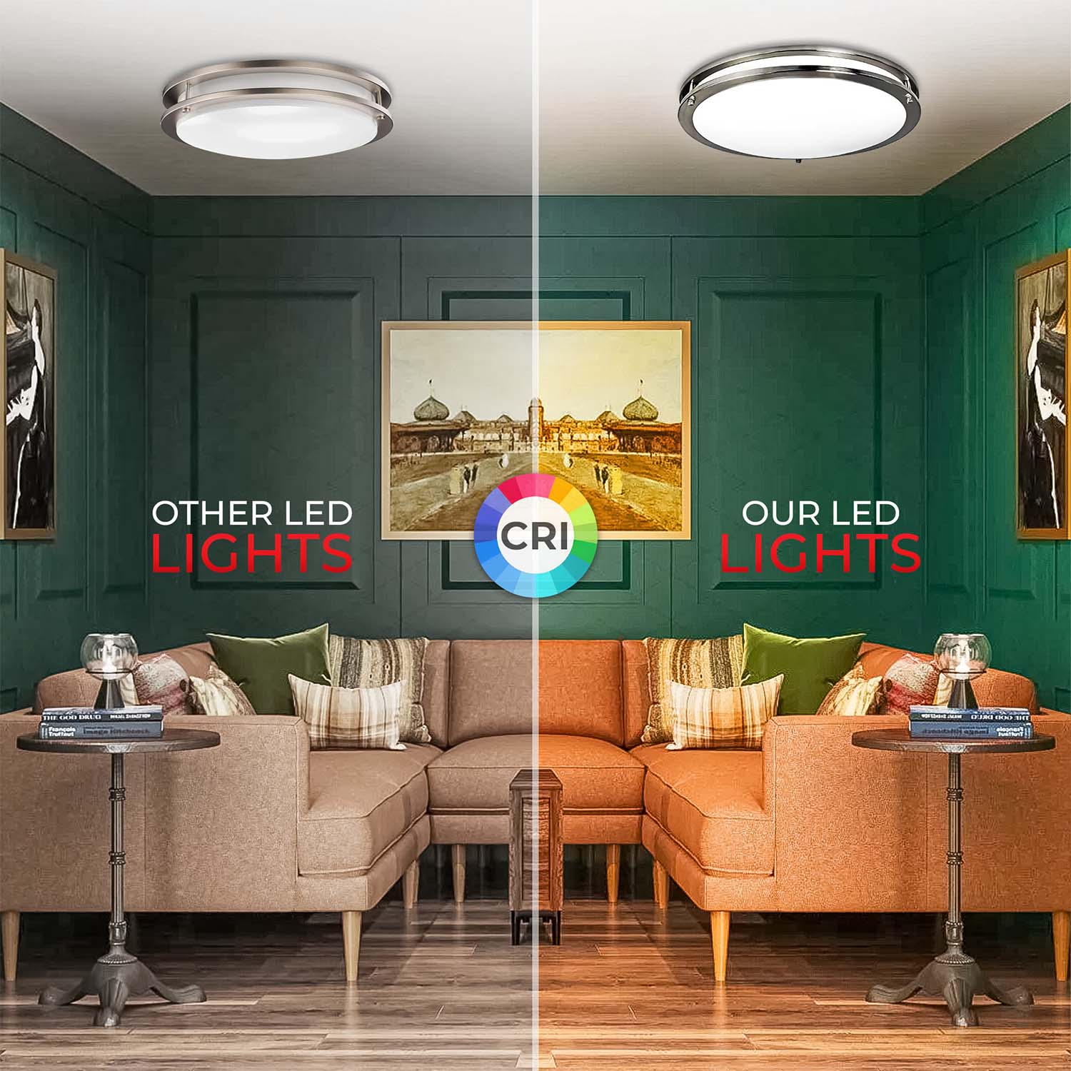 16" 25W Flush Mount Brushed Nickel Ceiling Light - 1750 lumens - 3CCT - ETL