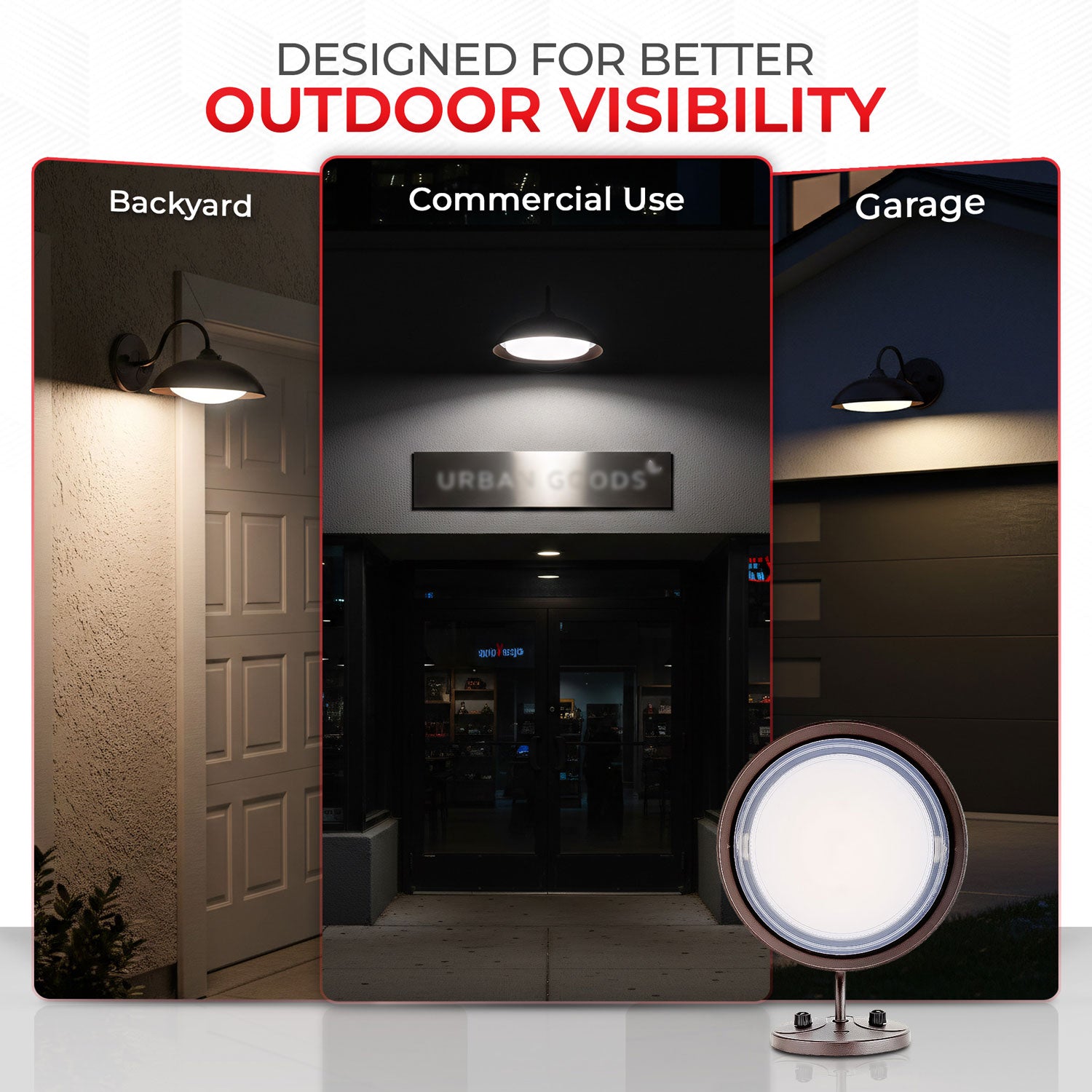 28W LED Gooseneck Wall Light – 3,080 Lumens, 120-277VAC, CCT Selectable, Integrated Photocell