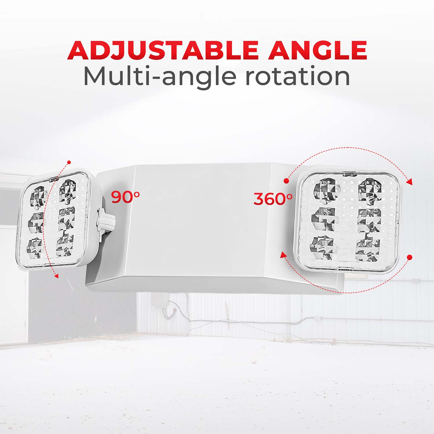 LED Emergency Light - Dual Square Heads - 90+ Minutes Backup - UL Listed