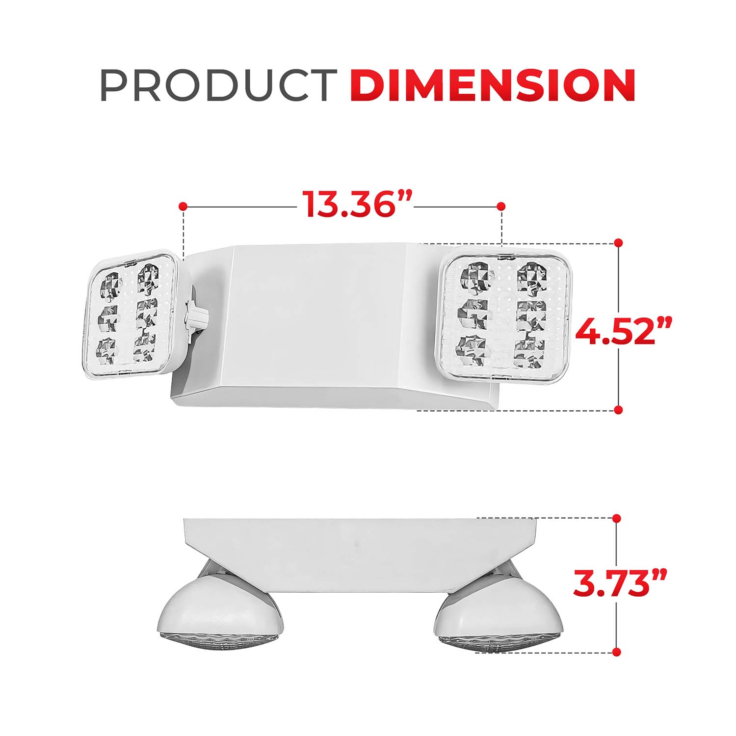 LED Emergency Light - Dual Square Heads - 90+ Minutes Backup - UL Listed