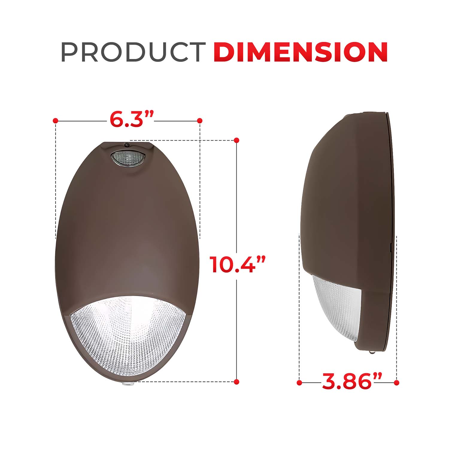 12W Wall Mounted Emergency Wall Pack Light - 4.5W on Battery - 90 Minutes Runtime - 5000K