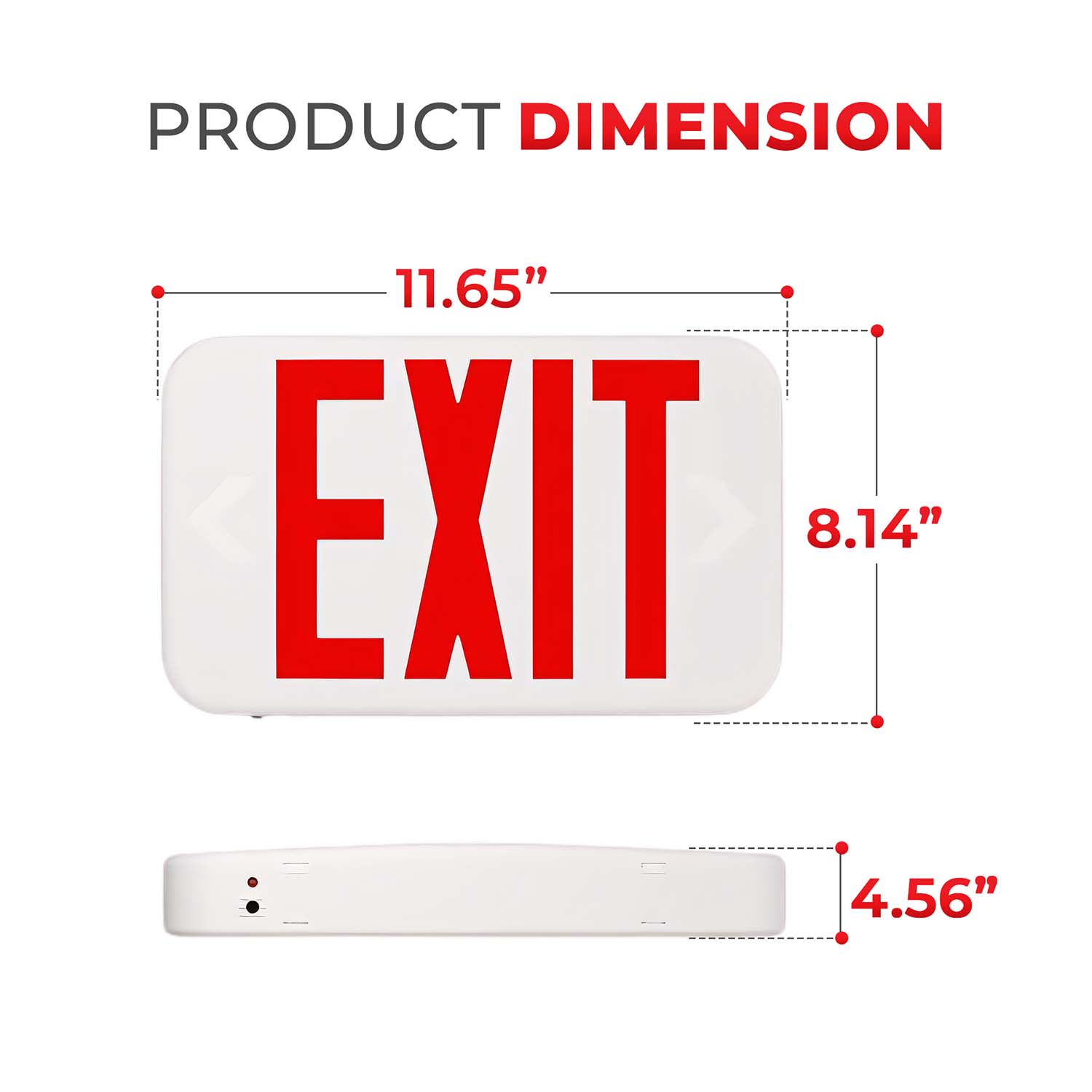 LED Exit Sign - Red Letters - Universal Mount - 90+ Minutes Backup - Double Sided - UL Listed