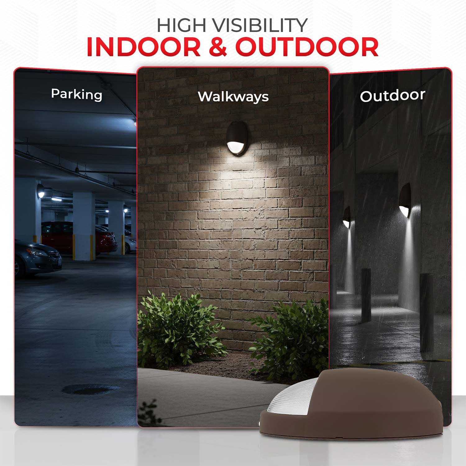 12W Wall Mounted Emergency Wall Pack Light - 4.5W on Battery - 90 Minutes Runtime - 5000K